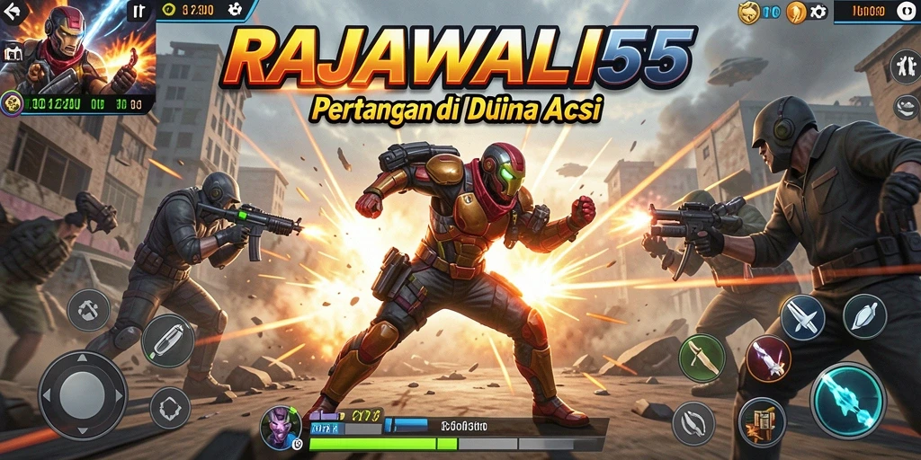 Screenshot utama RAJAWALI55 menampilkan aksi seru dalam gameplay.